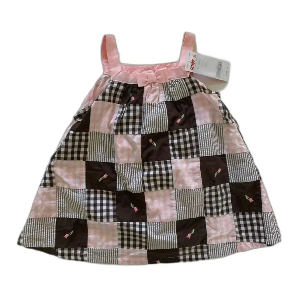 NEW girls dress Gymboree 12-18 M Celebrate Spring brown white pink plaid tulip